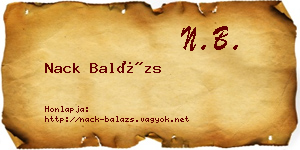 Nack Balázs névjegykártya